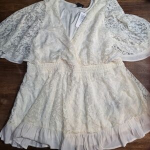 TORRID Elegant Lace Top with Flutter Sleeves